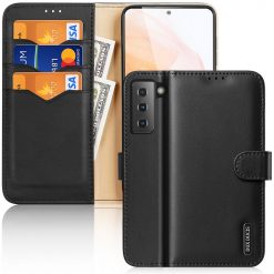 Kryty na mobil | Kožené peňaženkové puzdro Dux Ducis Hivo čierne – Samsung Galaxy S21 | Kryty na mobil