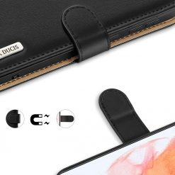 Kryty na mobil | Kožené peňaženkové puzdro Dux Ducis Hivo čierne – Samsung Galaxy S21 | Kryty na mobil