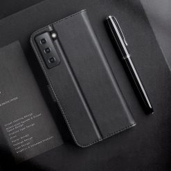 Kryty na mobil | Kožené peňaženkové puzdro Dux Ducis Hivo čierne – Samsung Galaxy S21 | Kryty na mobil