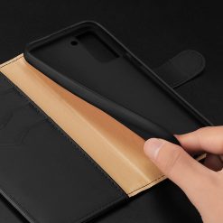 Kryty na mobil | Kožené peňaženkové puzdro Dux Ducis Hivo čierne – Samsung Galaxy S21 | Kryty na mobil