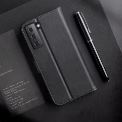 Kryty na mobil | Kožené peňaženkové puzdro Dux Ducis Hivo čierne – Samsung Galaxy S21+ (S21 Plus) | Kryty na mobil