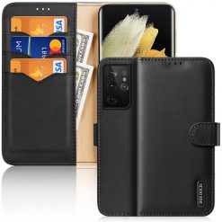 Kryty na mobil | Kožené peňaženkové puzdro Dux Ducis Hivo čierne – Samsung Galaxy S21 Ultra | Kryty na mobil
