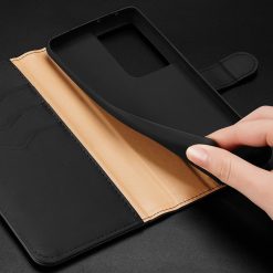 Kryty na mobil | Kožené peňaženkové puzdro Dux Ducis Hivo čierne – Samsung Galaxy S21 Ultra | Kryty na mobil
