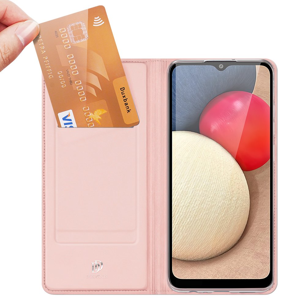 Peňaženkové puzdro Dux Ducis Skin Pro ružové – Samsung Galaxy A02s | Kryty na mobil Kryty na mobil | Peňaženkové puzdro Dux Ducis Skin Pro ružové – Samsung Galaxy A02s | Kryty na mobil