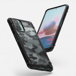 Kryty na mobil | Odolný kryt Ringke Fusion X maskáčovo-čierny – Xiaomi Redmi Note 10 / Note 10S | Kryty na mobil