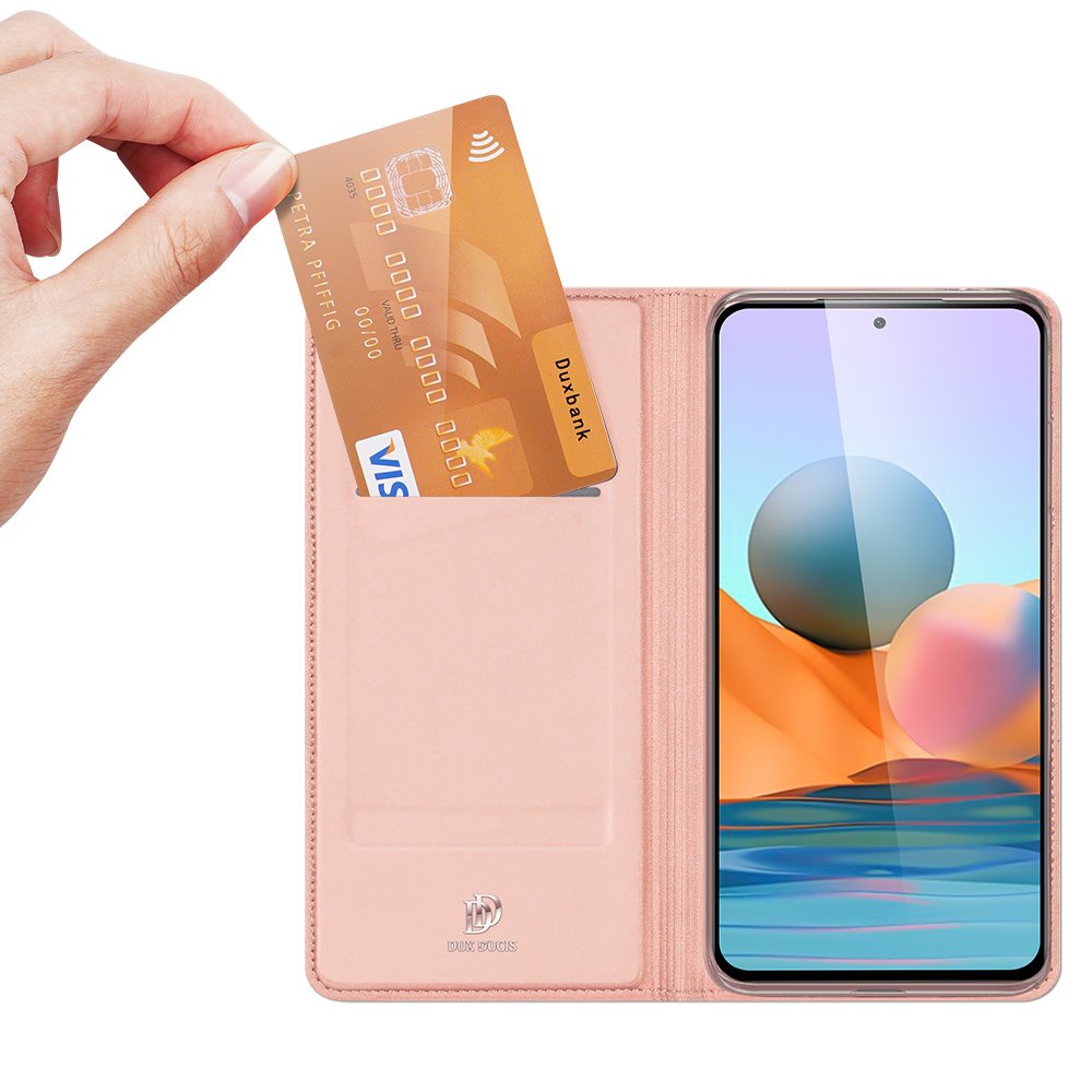 Peňaženkové puzdro Dux Ducis Skin Pro ružové – Xiaomi Redmi Note 10 Pro | Kryty na mobil Kryty na mobil | Peňaženkové puzdro Dux Ducis Skin Pro ružové – Xiaomi Redmi Note 10 Pro | Kryty na mobil