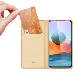 Kryty na mobil | Peňaženkové puzdro Dux Ducis Skin Pro zlaté – Xiaomi Redmi Note 10 Pro | Kryty na mobil