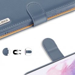 Kryty na mobil | Kožené peňaženkové puzdro Dux Ducis Hivo modré – Samsung Galaxy S21+ (S21 Plus) | Kryty na mobil