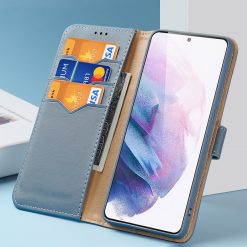 Kryty na mobil | Kožené peňaženkové puzdro Dux Ducis Hivo modré – Samsung Galaxy S21+ (S21 Plus) | Kryty na mobil