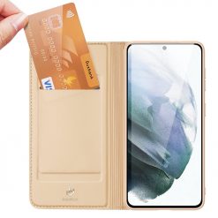 Peňaženkové puzdro Dux Ducis Skin Pro zlaté – Samsung Galaxy S21 FE | Kryty na mobil Kryty na mobil | Peňaženkové puzdro Dux Ducis Skin Pro zlaté – Samsung Galaxy S21 FE | Kryty na mobil