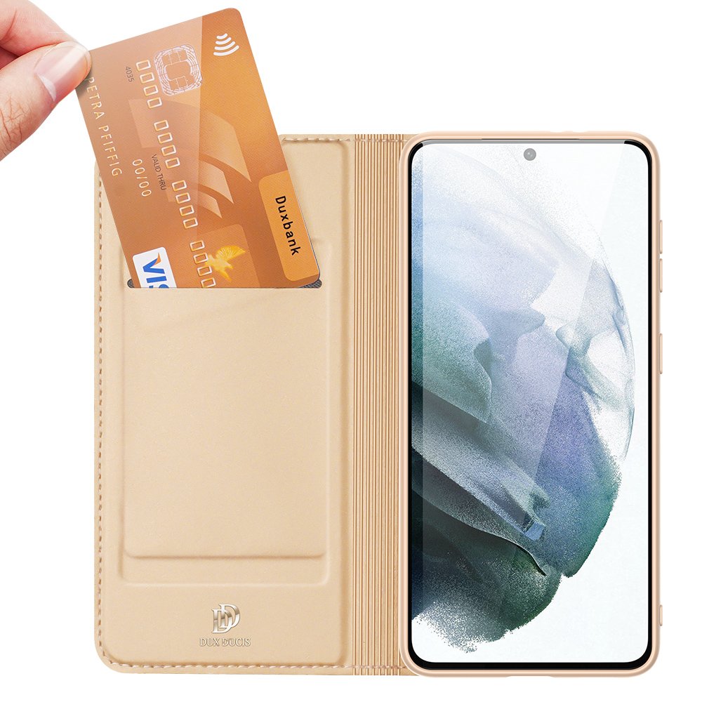Peňaženkové puzdro Dux Ducis Skin Pro zlaté – Samsung Galaxy S21 FE | Kryty na mobil Kryty na mobil | Peňaženkové puzdro Dux Ducis Skin Pro zlaté – Samsung Galaxy S21 FE | Kryty na mobil