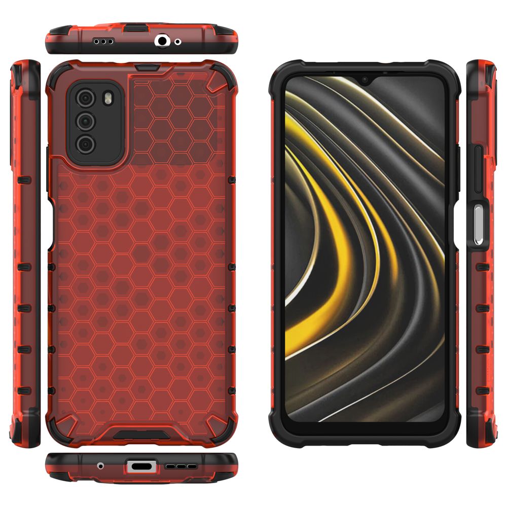 Odolný kryt Honeycomb Armor červený – Xiaomi Poco M3 | Kryty na mobil Kryty na mobil | Odolný kryt Honeycomb Armor červený – Xiaomi Poco M3 | Kryty na mobil
