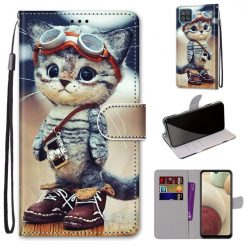 Kryty na mobil | Knižkové puzdro Trendy Cross case Mačka – Samsung Galaxy A12 / M12 | Kryty na mobil