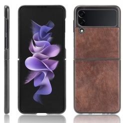 Kryty na mobil | Kryt Shockproof Litchi Texture hnedý – Samsung Galaxy Z Flip 3 | Kryty na mobil