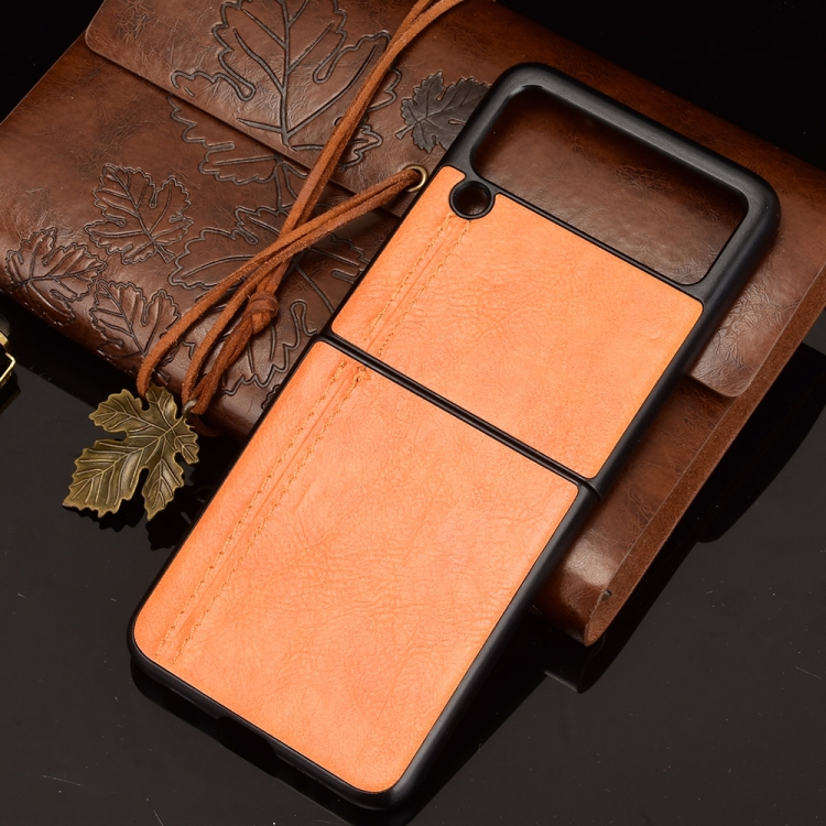 Kryt Shockproof Sewing Cow Pattern oranžový – Samsung Galaxy Z Flip 3 | Kryty na mobil Kryty na mobil | Kryt Shockproof Sewing Cow Pattern oranžový – Samsung Galaxy Z Flip 3 | Kryty na mobil