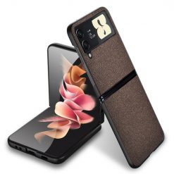 Kryty na mobil | Kryt Shockproof Sea Sand Cloth Texture hnedý – Samsung Galaxy Z Flip 3 | Kryty na mobil