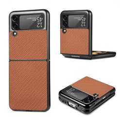 Kryt Cross Pattern Slim hnedý – Samsung Galaxy Z Flip 3