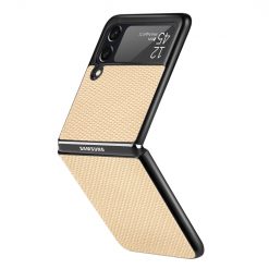 Kryty na mobil | Kryt Cross Pattern Slim žltý – Samsung Galaxy Z Flip 3 | Kryty na mobil
