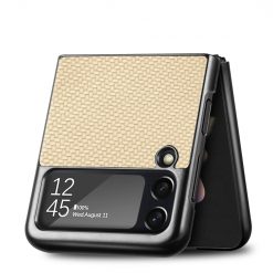 Kryty na mobil | Kryt Cross Pattern Slim žltý – Samsung Galaxy Z Flip 3 | Kryty na mobil