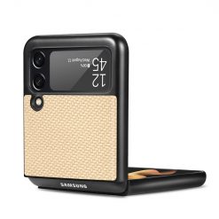 Kryty na mobil | Kryt Cross Pattern Slim žltý – Samsung Galaxy Z Flip 3 | Kryty na mobil