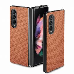 Kryty na mobil | Kryt Cross Pattern Slim hnedý – Samsung Galaxy Z Fold 3 | Kryty na mobil