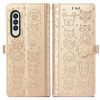 Kryty na mobil | Peňaženkové puzdro Embossing Pattern Pes a Mačka fialové – Samsung Galaxy Z Fold 3 | Kryty na mobil