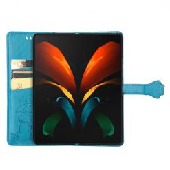 Kryty na mobil | Peňaženkové puzdro Embossing Pattern Pes a Mačka modré – Samsung Galaxy Z Fold 3 | Kryty na mobil