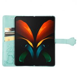 Kryty na mobil | Peňaženkové puzdro Embossing Pattern Pes a Mačka zelené – Samsung Galaxy Z Fold 3 | Kryty na mobil
