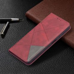 Kryty na mobil | Knižkové puzdro Rhombus červené – Xiaomi 11T / 11T Pro | Kryty na mobil