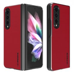 Kryty na mobil | Kryt Imeeke Plain Leather červený – Samsung Galaxy Z Fold 3 | Kryty na mobil