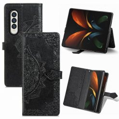 Kryty na mobil | Peňaženkové puzdro Embossing Pattern Mandala Flower čierne – Samsung Galaxy Z Fold 3 | Kryty na mobil