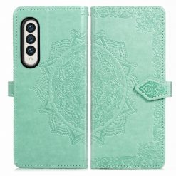 Peňaženkové puzdro Embossing Pattern Mandala Flower zelené – Samsung Galaxy Z Fold 3 | Kryty na mobil Kryty na mobil | Peňaženkové puzdro Embossing Pattern Mandala Flower zelené – Samsung Galaxy Z Fold 3 | Kryty na mobil