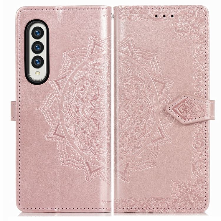 Peňaženkové puzdro Embossing Pattern Mandala Flower ružové – Samsung Galaxy Z Fold 3 | Kryty na mobil Kryty na mobil | Peňaženkové puzdro Embossing Pattern Mandala Flower ružové – Samsung Galaxy Z Fold 3 | Kryty na mobil