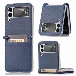 Kryty na mobil | Kryt Litchi Pattern Folding Leather modrý – Samsung Galaxy Z Flip 3 | Kryty na mobil