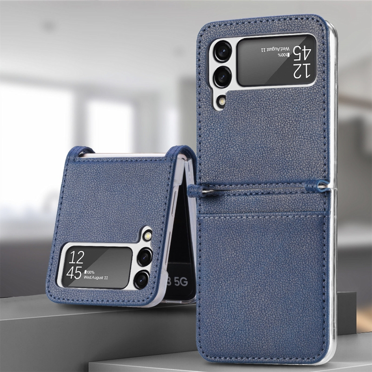 Kryt Litchi Pattern Folding Leather modrý – Samsung Galaxy Z Flip 3 | Kryty na mobil Kryty na mobil | Kryt Litchi Pattern Folding Leather modrý – Samsung Galaxy Z Flip 3 | Kryty na mobil