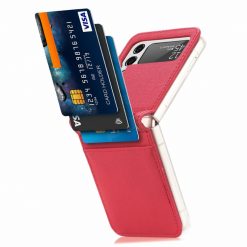 Kryty na mobil | Kryt Litchi Pattern Folding Leather červený – Samsung Galaxy Z Flip 3 | Kryty na mobil