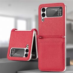 Kryty na mobil | Kryt Litchi Pattern Folding Leather červený – Samsung Galaxy Z Flip 3 | Kryty na mobil