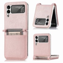 Kryt Litchi Pattern Folding Leather ružový – Samsung Galaxy Z Flip 3