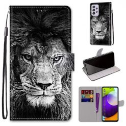 Kryty na mobil | Knižkové puzdro Trendy Cross case Čiernobiely lev – Samsung Galaxy A52 / A52 5G / A52s 5G | Kryty na mobil