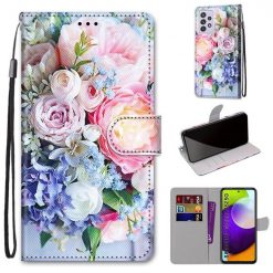 Kryty na mobil | Knižkové puzdro Trendy Cross case Ružovomodrá kytica – Samsung Galaxy A52 / A52 5G / A52s 5G | Kryty na mobil
