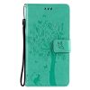 Kryty na mobil | Peňaženkové puzdro Embossing Pattern Strom a mačka fialové – Samsung Galaxy A52 / A52 5G / A52s 5G | Kryty na mobil