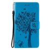 Kryty na mobil | Peňaženkové puzdro Embossing Pattern Strom a mačka fialové – Samsung Galaxy A52 / A52 5G / A52s 5G | Kryty na mobil