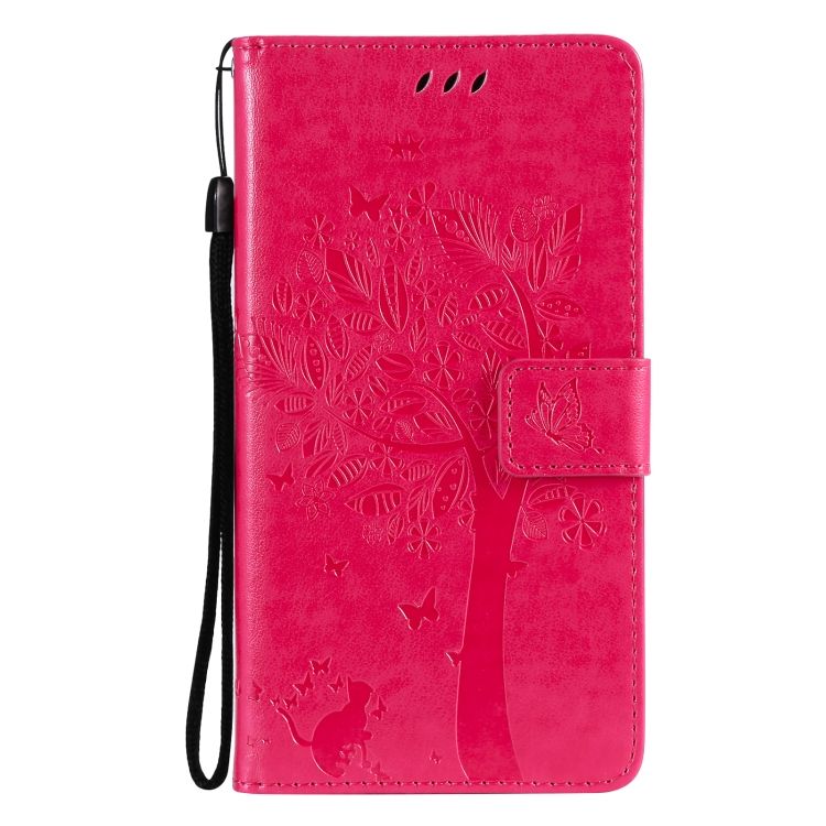 Peňaženkové puzdro Embossing Pattern Strom a mačka tmavoružové – Samsung Galaxy A52 / A52 5G / A52s 5G | Kryty na mobil Kryty na mobil | Peňaženkové puzdro Embossing Pattern Strom a mačka tmavoružové – Samsung Galaxy A52 / A52 5G / A52s 5G | Kryty na mobil