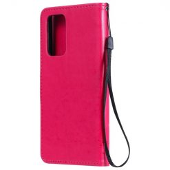 Peňaženkové puzdro Embossing Pattern Strom a mačka tmavoružové – Samsung Galaxy A52 / A52 5G / A52s 5G | Kryty na mobil Kryty na mobil | Peňaženkové puzdro Embossing Pattern Strom a mačka tmavoružové – Samsung Galaxy A52 / A52 5G / A52s 5G | Kryty na mobil