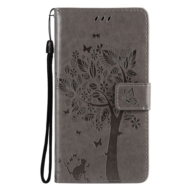 Peňaženkové Puzdro Embossing Pattern Strom A Mačka Sivé – Samsung Galaxy A52 / A52 5G / A52S 5G | Kryty na mobil Kryty na mobil | Peňaženkové Puzdro Embossing Pattern Strom A Mačka Sivé – Samsung Galaxy A52 / A52 5G / A52S 5G | Kryty na mobil