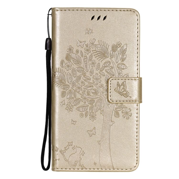 Peňaženkové puzdro Embossing Pattern Strom a mačka zlaté – Samsung Galaxy A52 / A52 5G / A52s 5G | Kryty na mobil Kryty na mobil | Peňaženkové puzdro Embossing Pattern Strom a mačka zlaté – Samsung Galaxy A52 / A52 5G / A52s 5G | Kryty na mobil