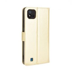 Kryty na mobil | Knižkové puzdro Shockproof Horse Texture zlaté – Realme C11 2021 | Kryty na mobil