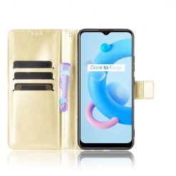 Kryty na mobil | Knižkové puzdro Shockproof Horse Texture zlaté – Realme C11 2021 | Kryty na mobil