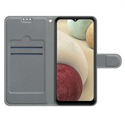 Kryty na mobil | Knižkové puzdro Trendy Cross case Modrooká mačka – Samsung Galaxy A12 / M12 | Kryty na mobil