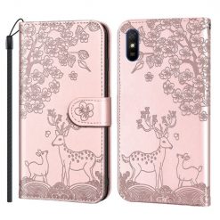 Kryty na mobil | Peňaženkové puzdro Embossing Pattern Jeleň ružové – Xiaomi Redmi 9A / 9AT | Kryty na mobil